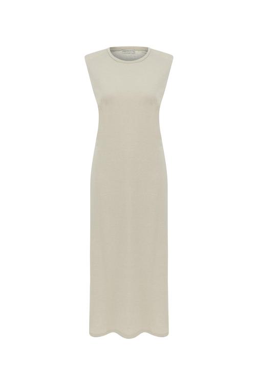  VATKALI YIRTMAÇ DETAYLI  UZUN ELBİSE