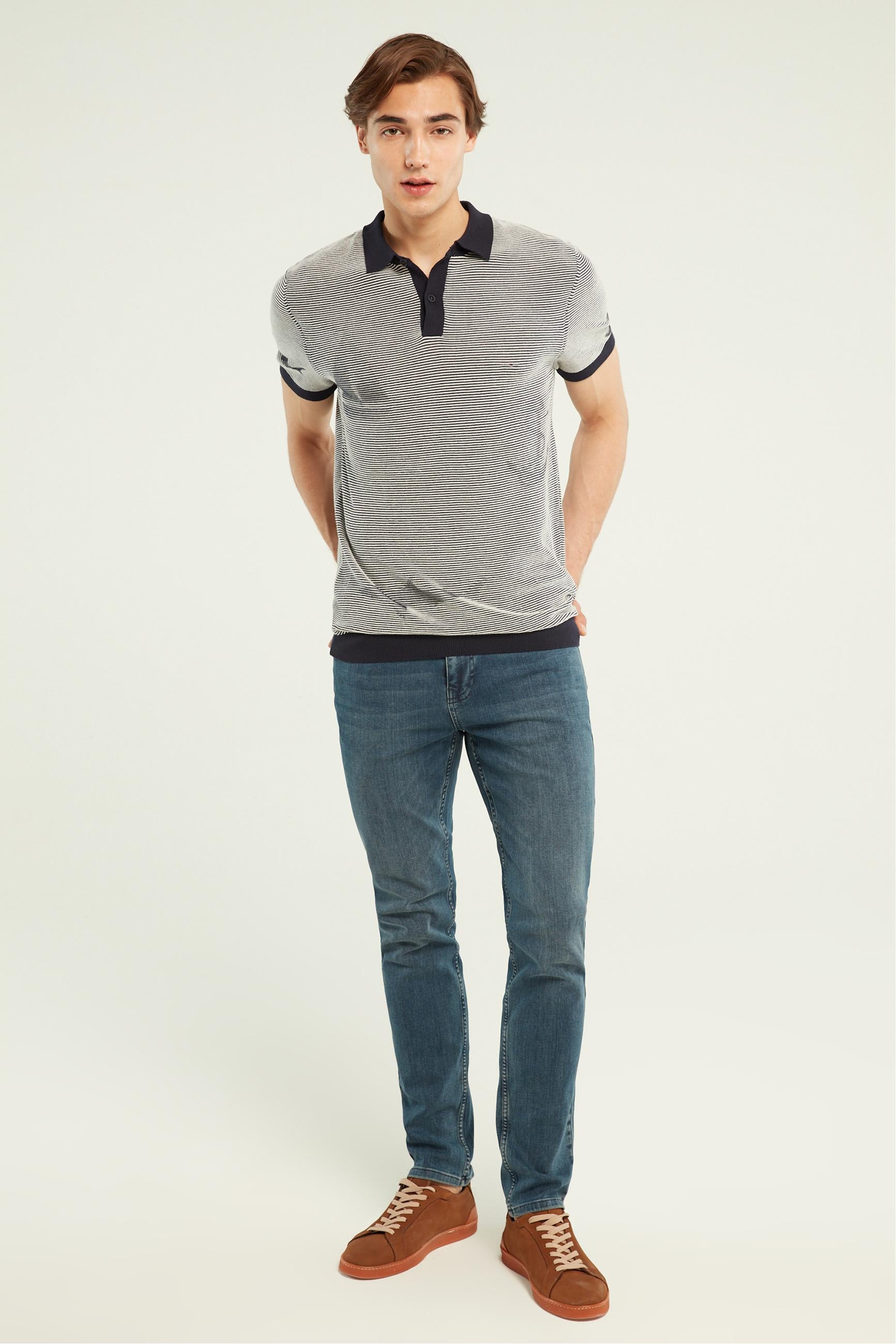 ÇİZGİLİ POLO YAKA KISA KOLLU TRİKO