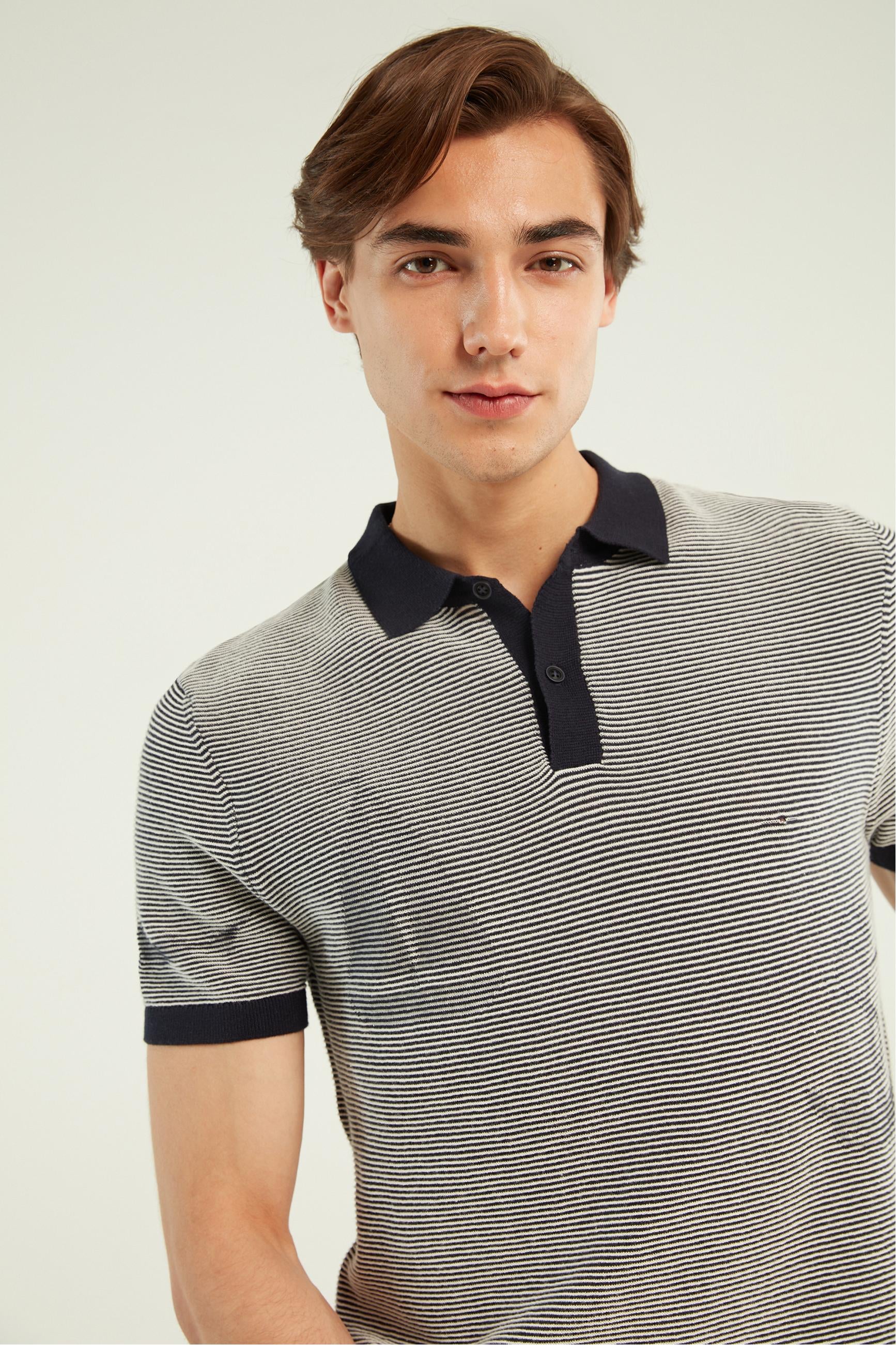 ÇİZGİLİ POLO YAKA KISA KOLLU TRİKO