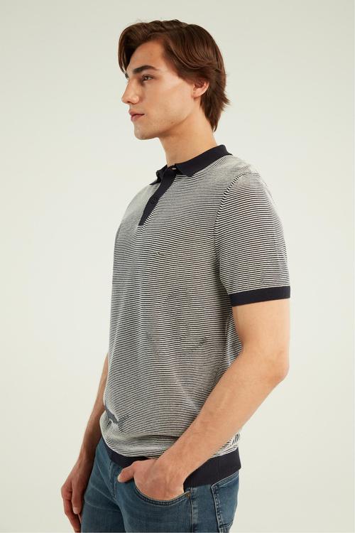  ÇİZGİLİ POLO YAKA KISA KOLLU TRİKO