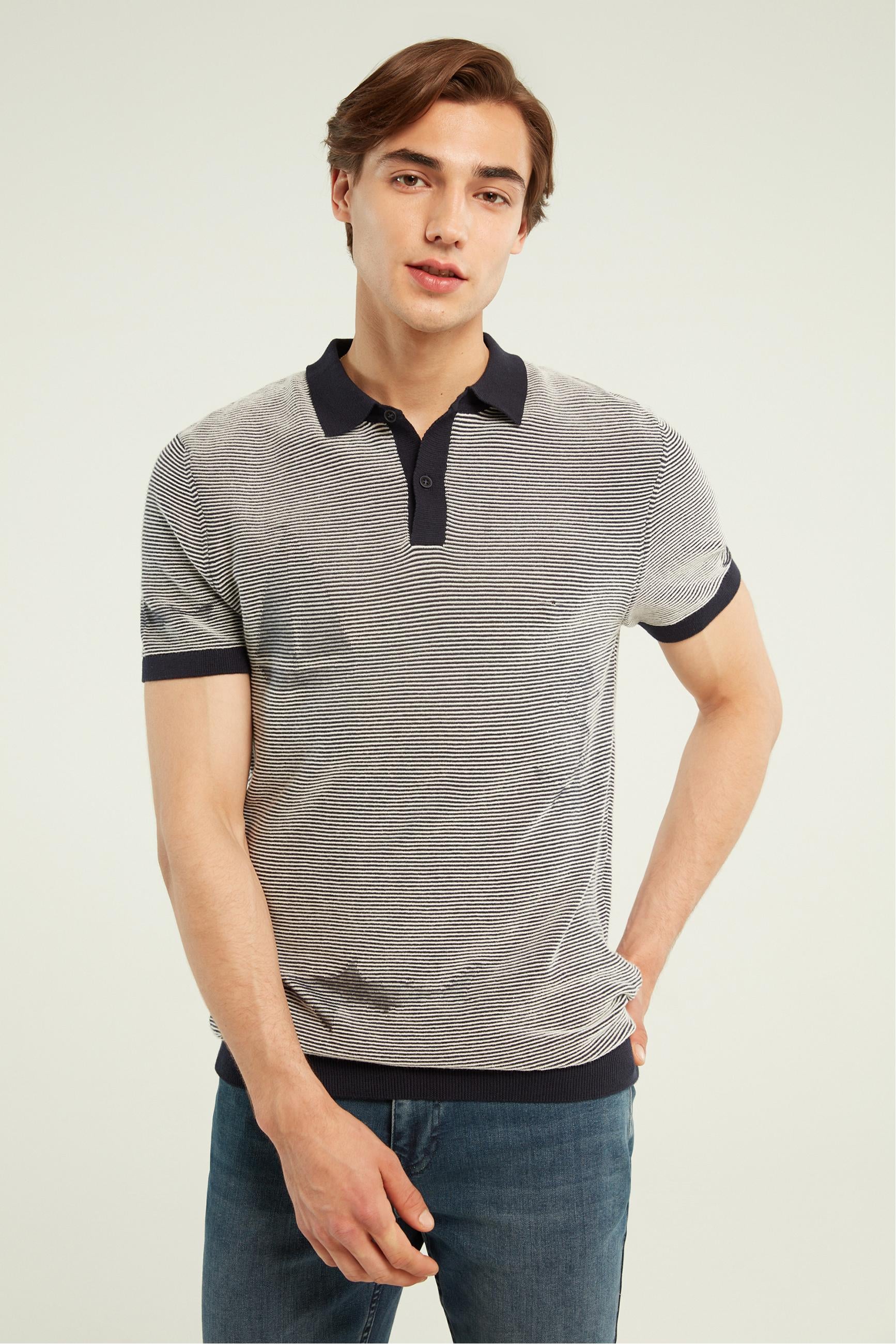 ÇİZGİLİ POLO YAKA KISA KOLLU TRİKO