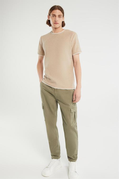  DOKULU BİSİKLET YAKA KISA KOLLU TRİKO