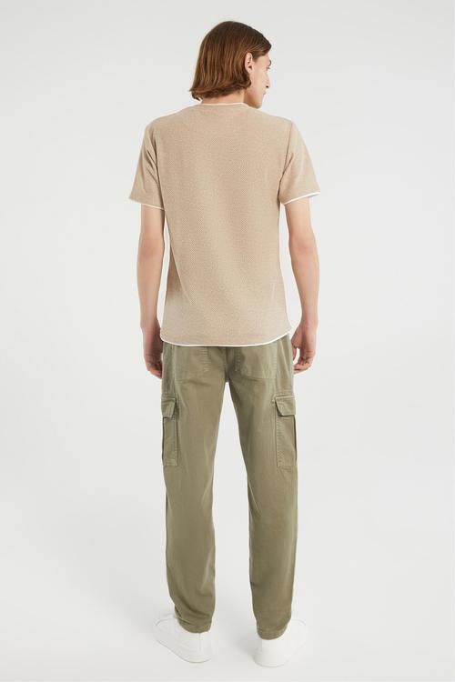  DOKULU BİSİKLET YAKA KISA KOLLU TRİKO