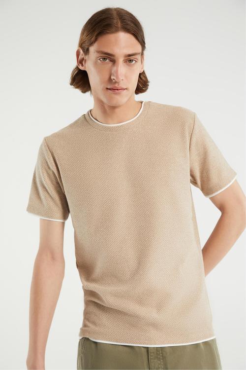  DOKULU BİSİKLET YAKA KISA KOLLU TRİKO