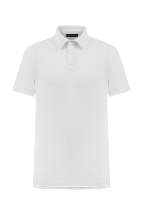  DOKULU POLO YAKA KISA KOLLU T-SHIRT