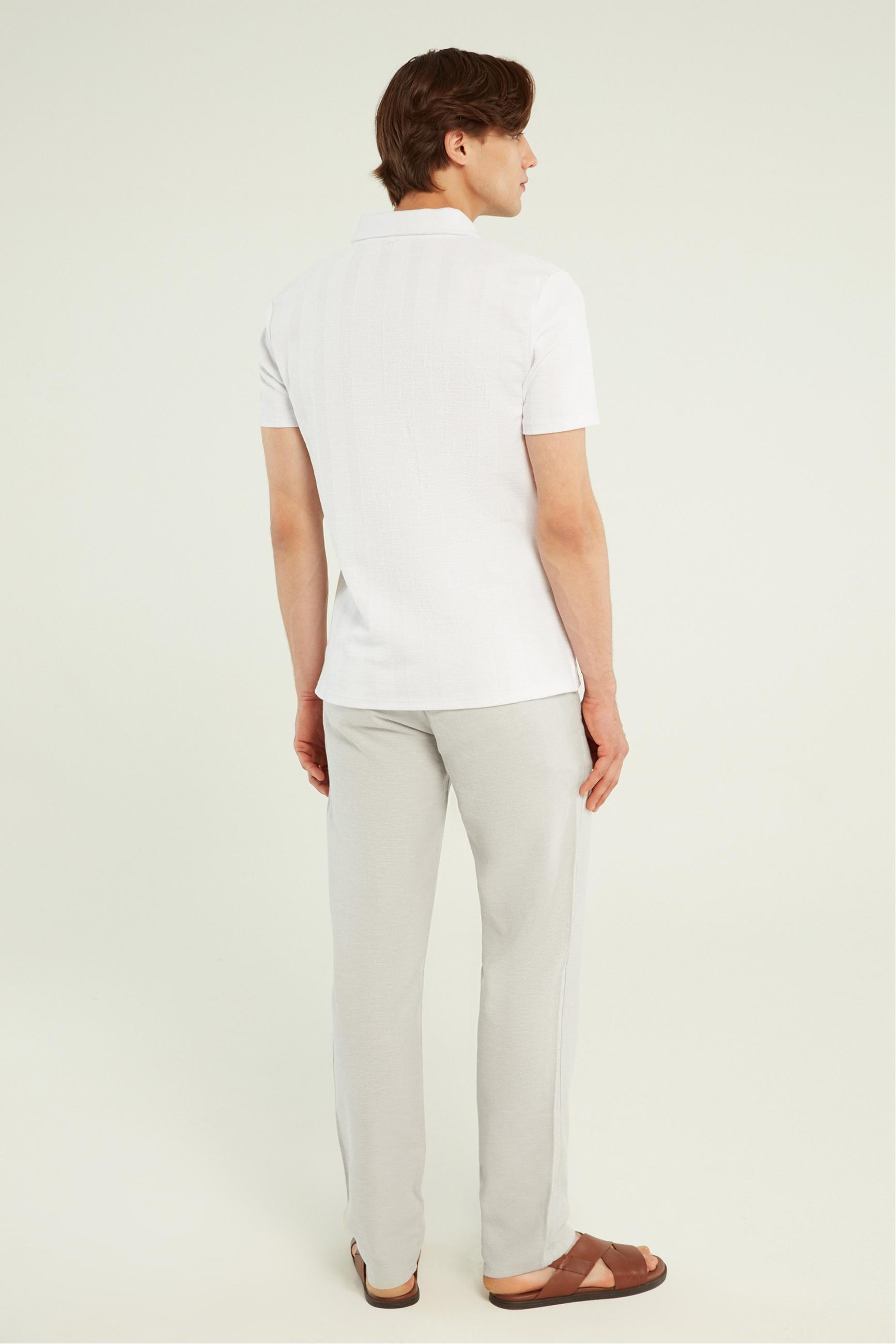 DOKULU POLO YAKA KISA KOLLU T-SHIRT