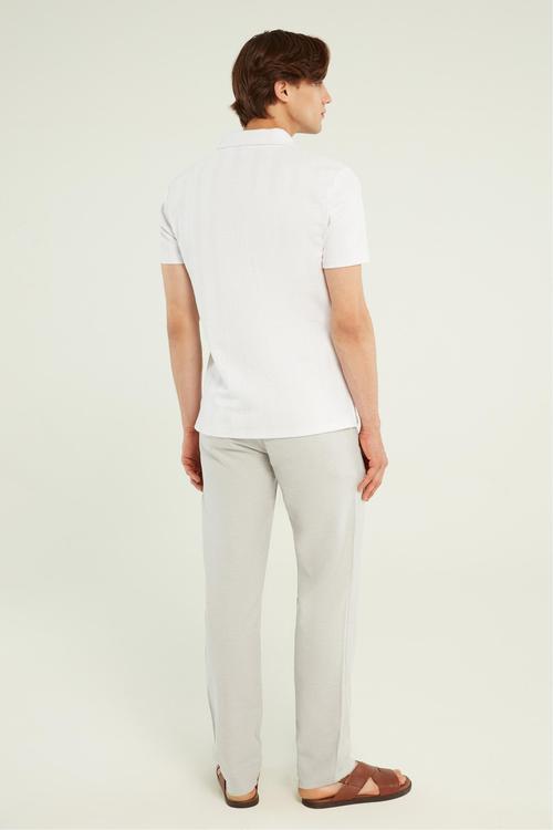  DOKULU POLO YAKA KISA KOLLU T-SHIRT