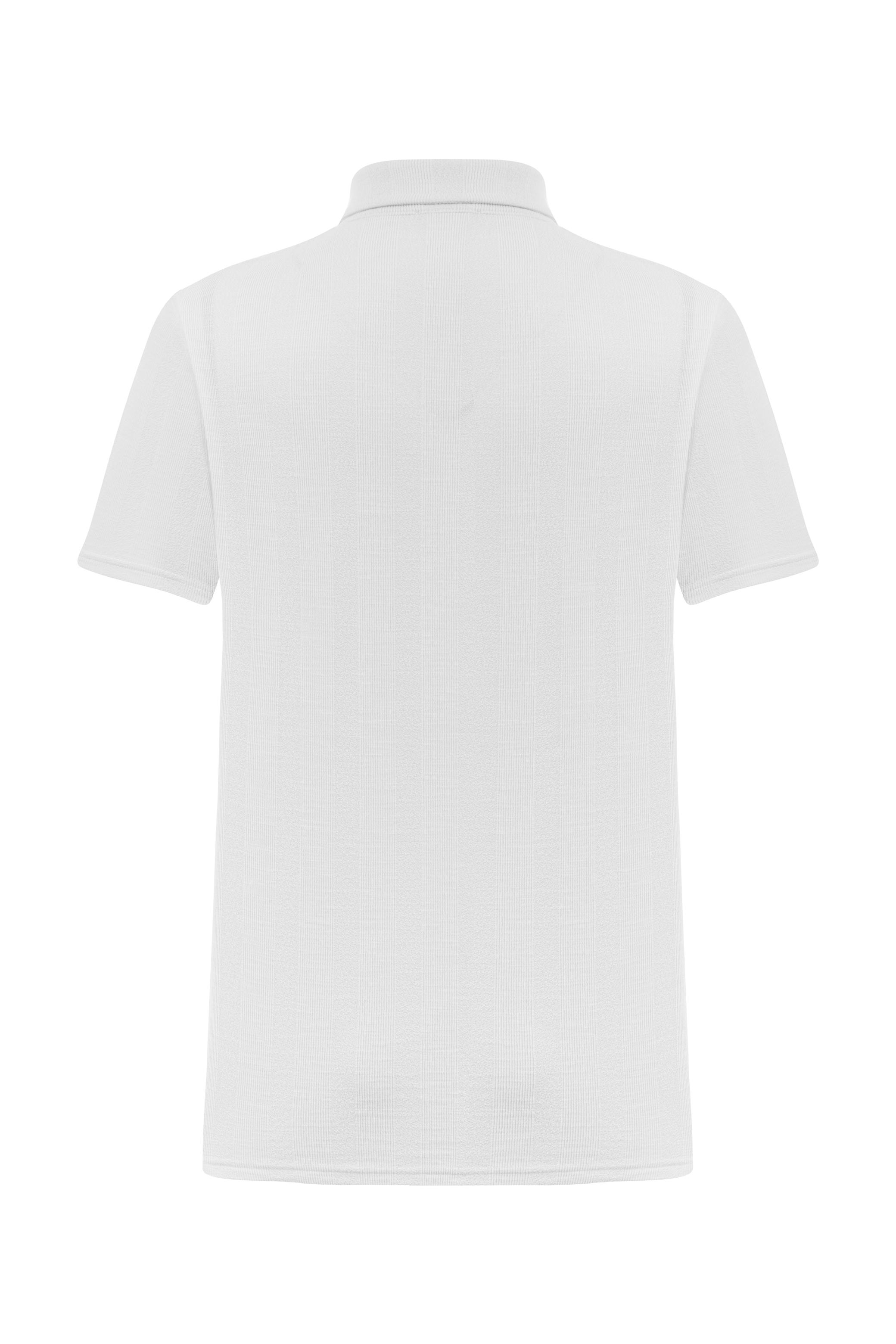 DOKULU POLO YAKA KISA KOLLU T-SHIRT