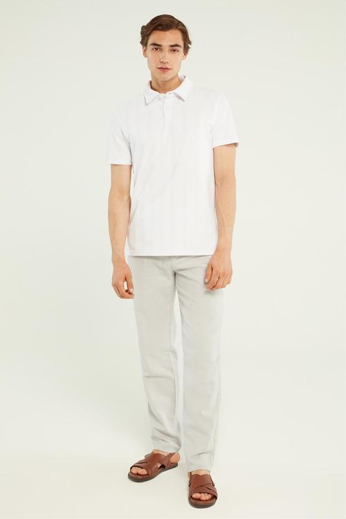  DOKULU POLO YAKA KISA KOLLU T-SHIRT