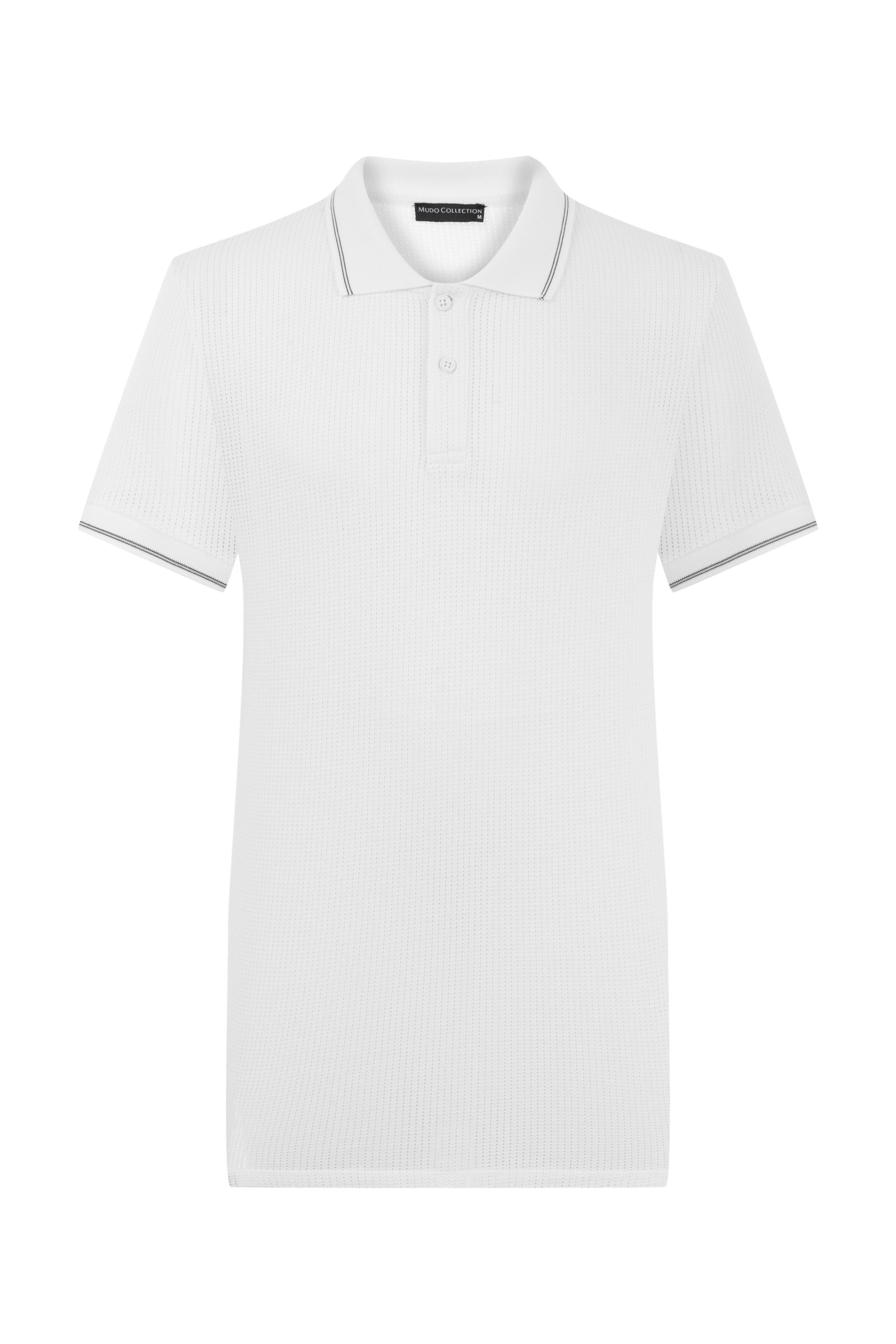 DOKULU POLO YAKA KISA KOLLU T-SHIRT