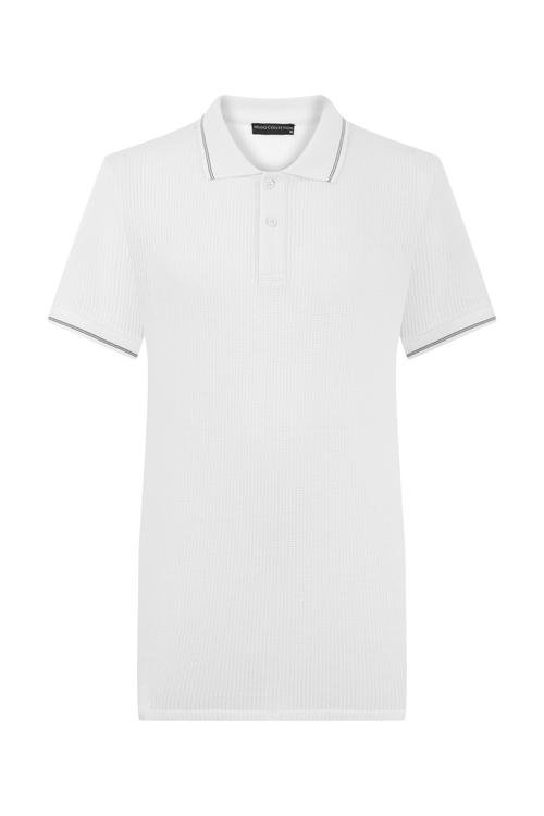  DOKULU POLO YAKA KISA KOLLU T-SHIRT