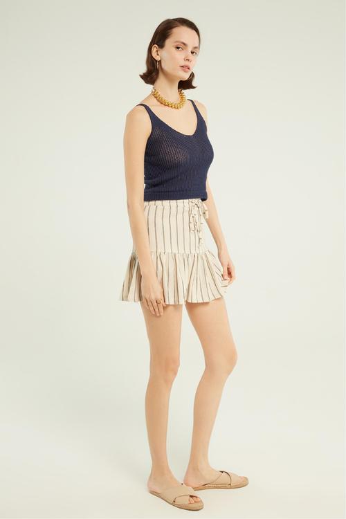  ÇİZGİLİ PİLELİ MİNİ KLOŞ ETEK