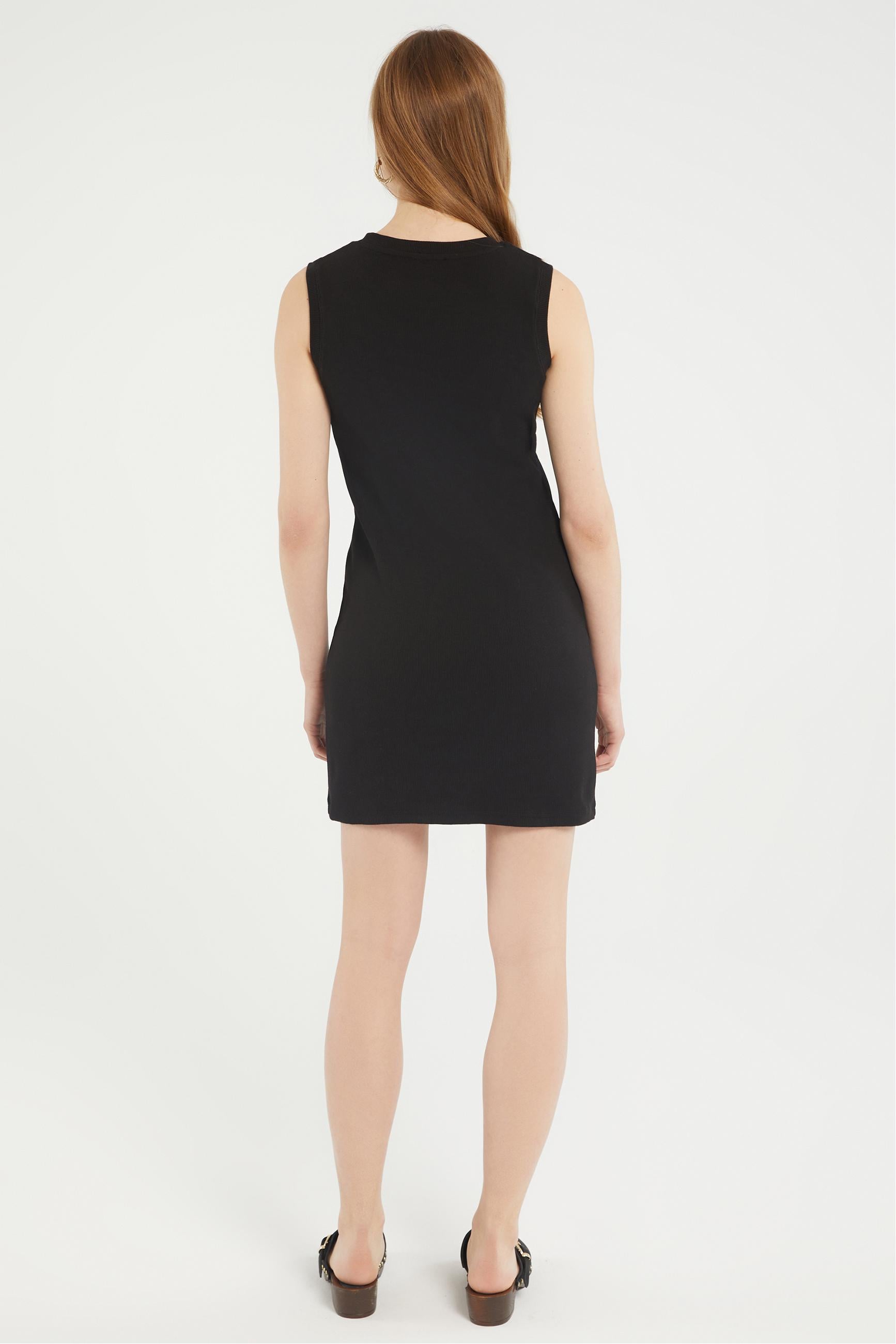 KOLSUZ DAR KESİM MİNİ ELBİSE