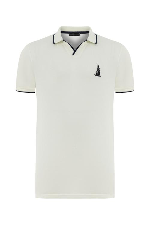  MARİN DETAYLI POLO YAKA KISA KOLLU T-SHIRT