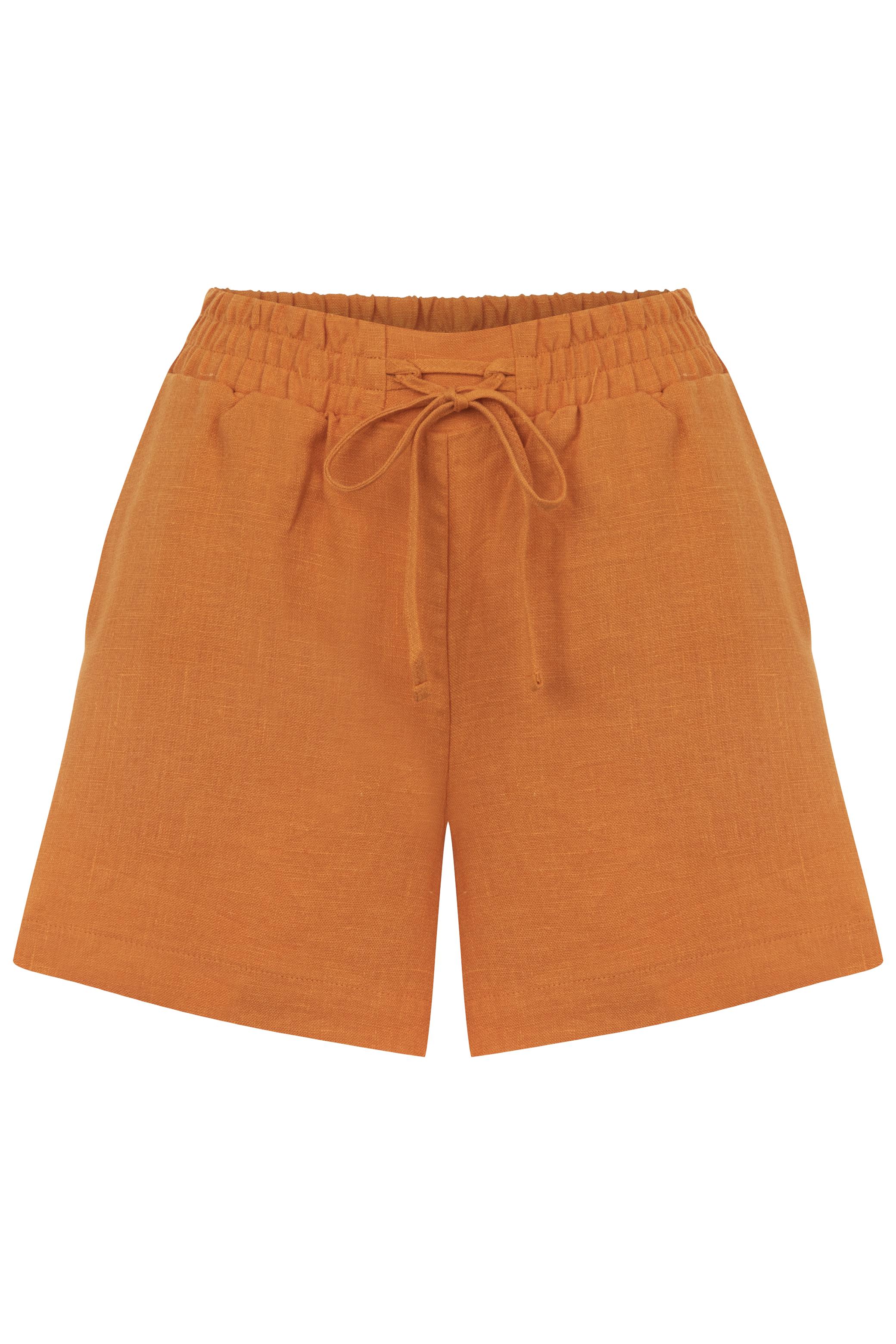 BAĞLAMA DETAYLI MİNİ KETEN ŞORT