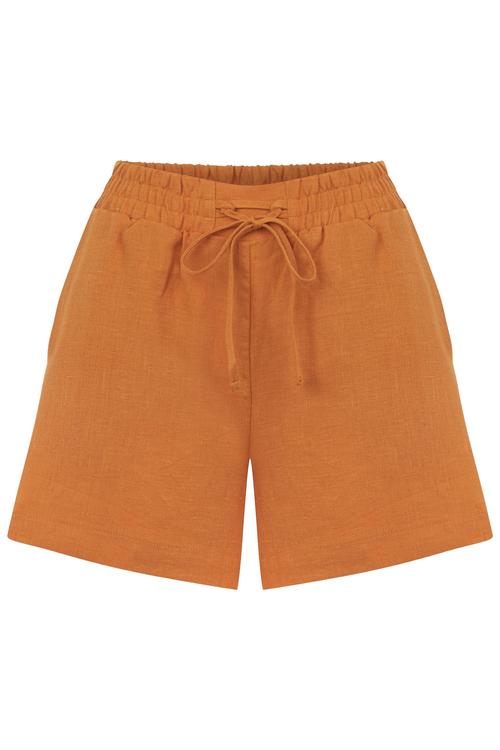  BAĞLAMA DETAYLI MİNİ KETEN ŞORT