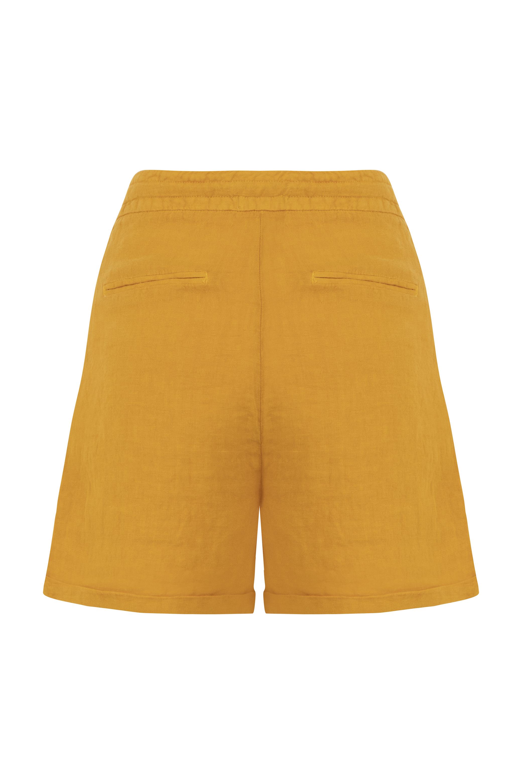 BAĞLAMA DETAYLI MİNİ KETEN ŞORT