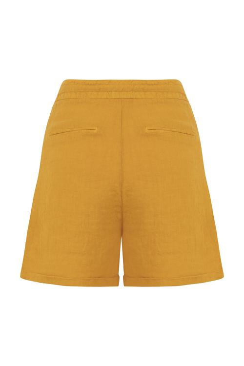  BAĞLAMA DETAYLI MİNİ KETEN ŞORT