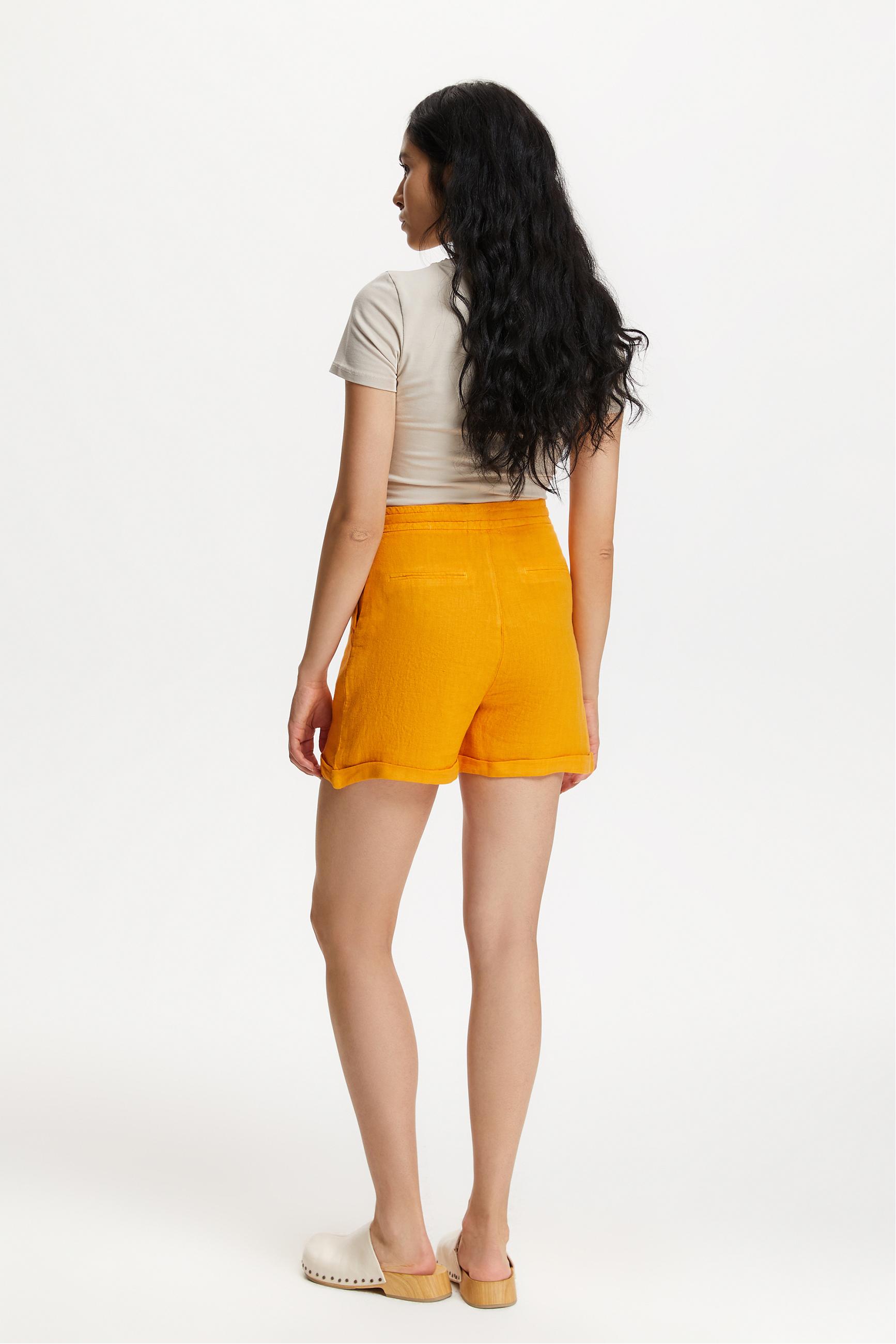 BAĞLAMA DETAYLI MİNİ KETEN ŞORT