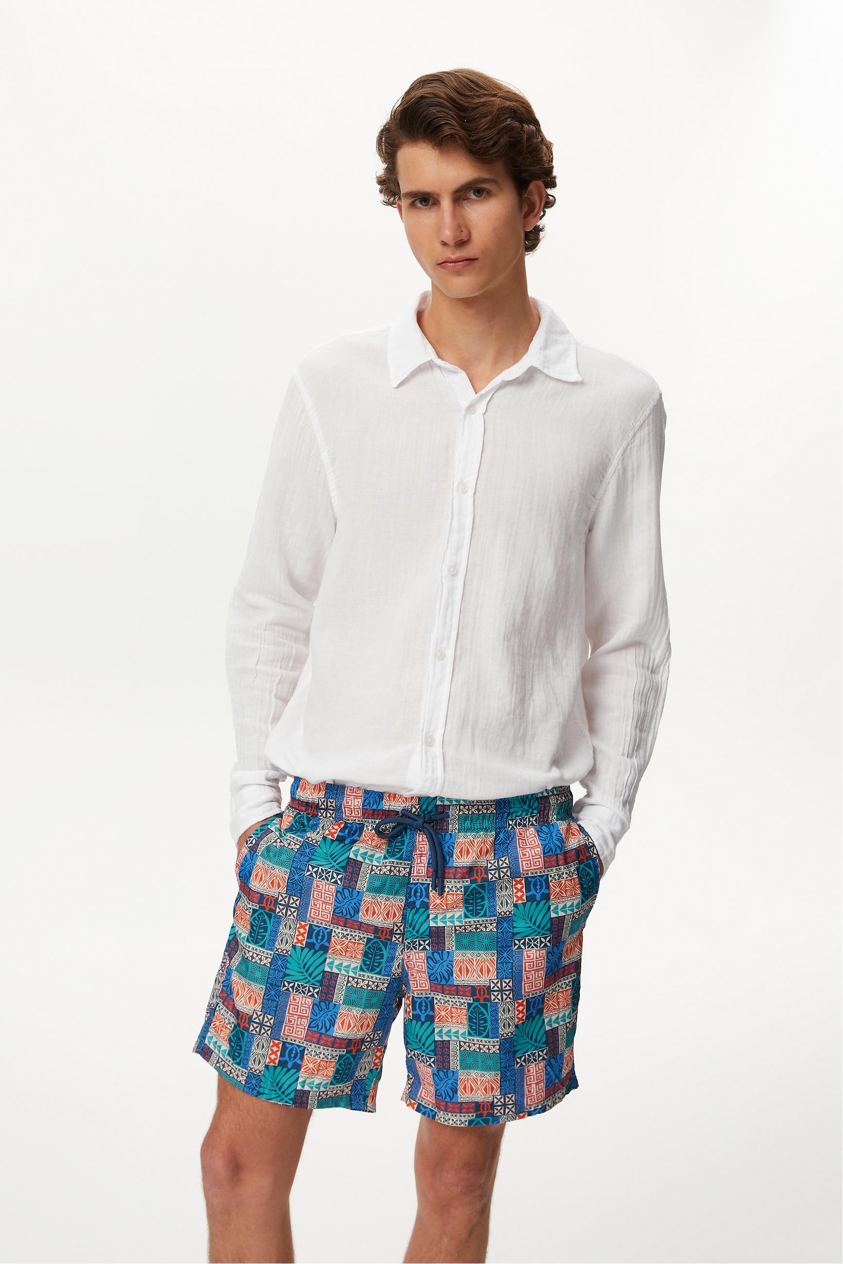 ETNİK DESENLİ DENİZ ŞORTU