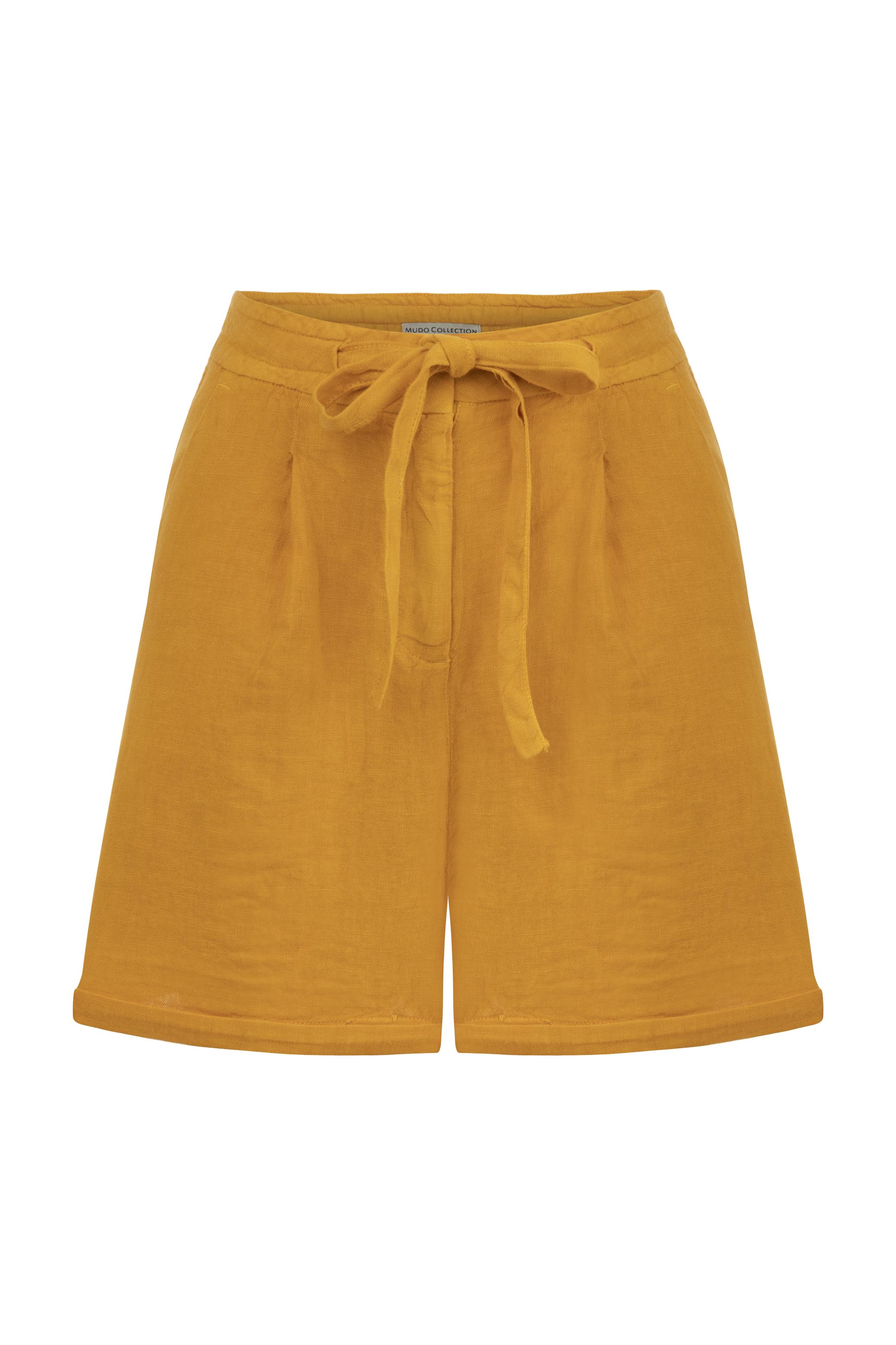 BAĞLAMA DETAYLI MİNİ KETEN ŞORT