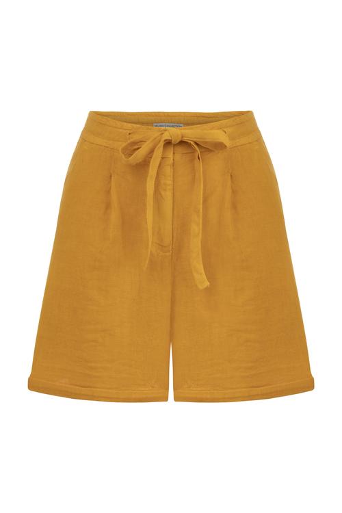  BAĞLAMA DETAYLI MİNİ KETEN ŞORT