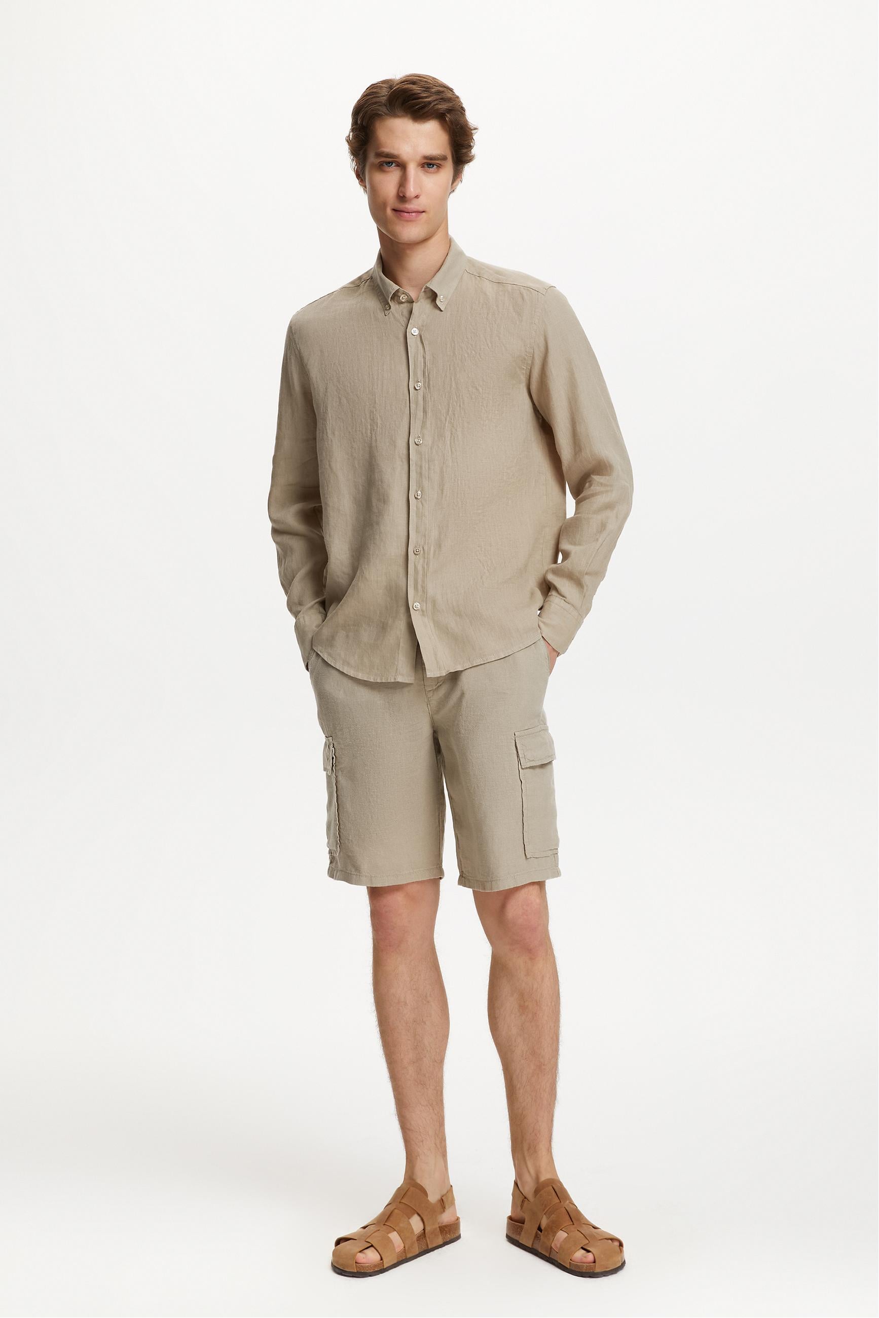 SLIM FIT KETEN GÖMLEK