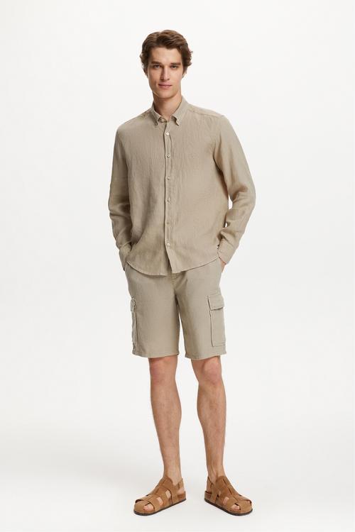  SLIM FIT KETEN GÖMLEK