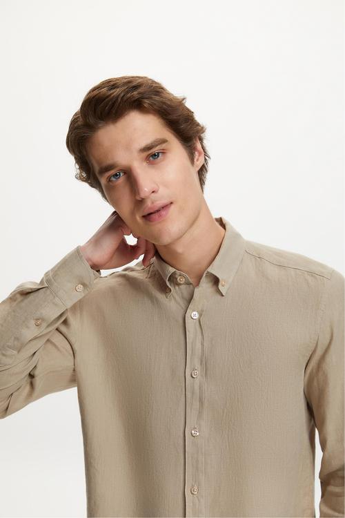  SLIM FIT KETEN GÖMLEK