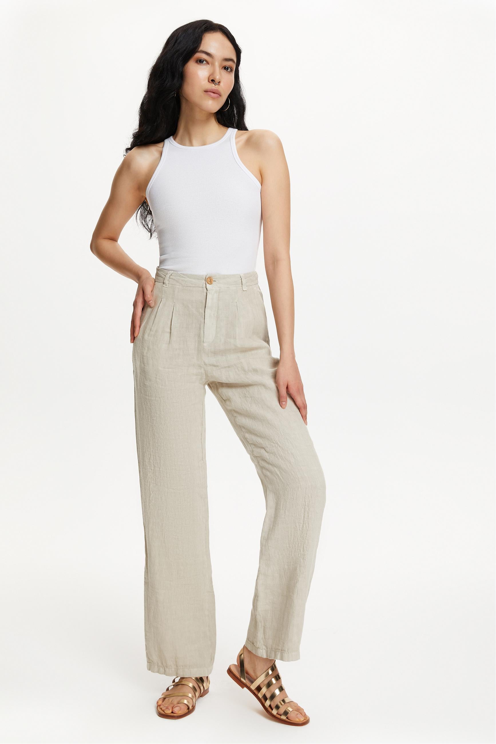 GENİŞ PAÇA KETEN PANTOLON