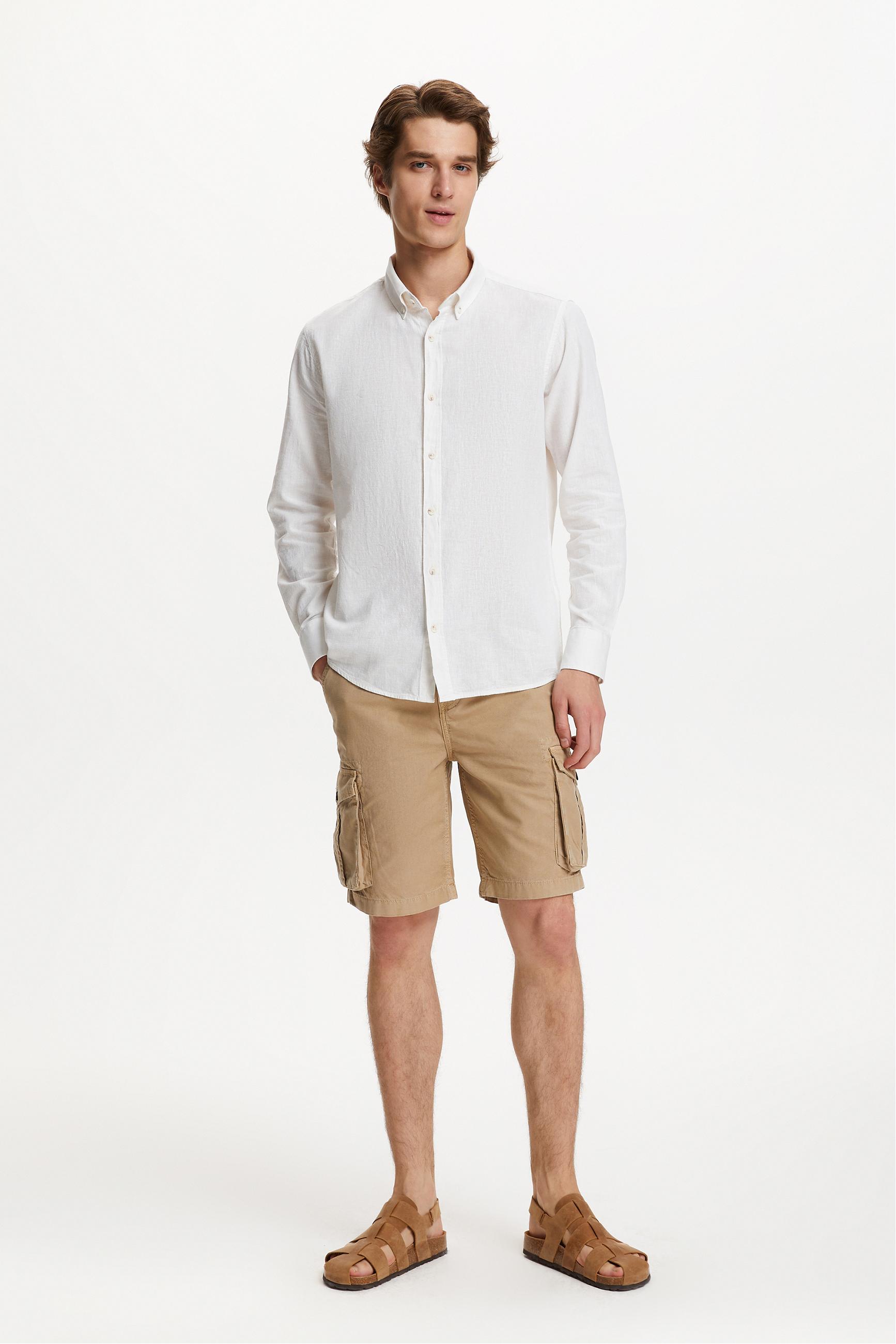 KETEN KARIŞIMLI REGULAR FIT GÖMLEK