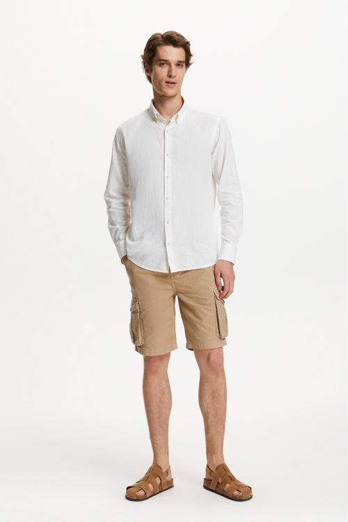  KETEN KARIŞIMLI REGULAR FIT GÖMLEK