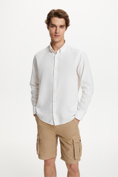  KETEN KARIŞIMLI REGULAR FIT GÖMLEK