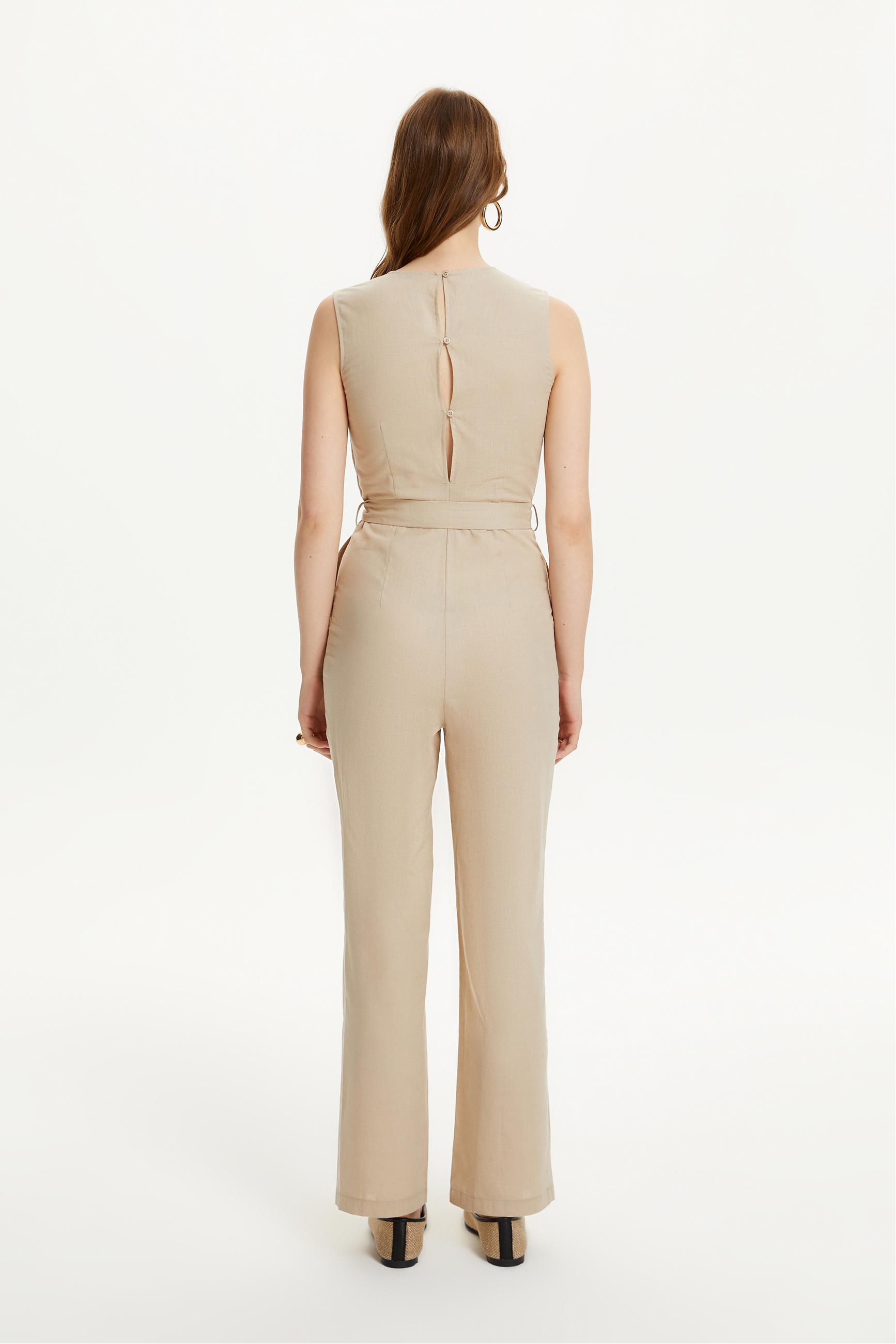 KETEN KARIŞIMLI KOLSUZ MAXI TULUM