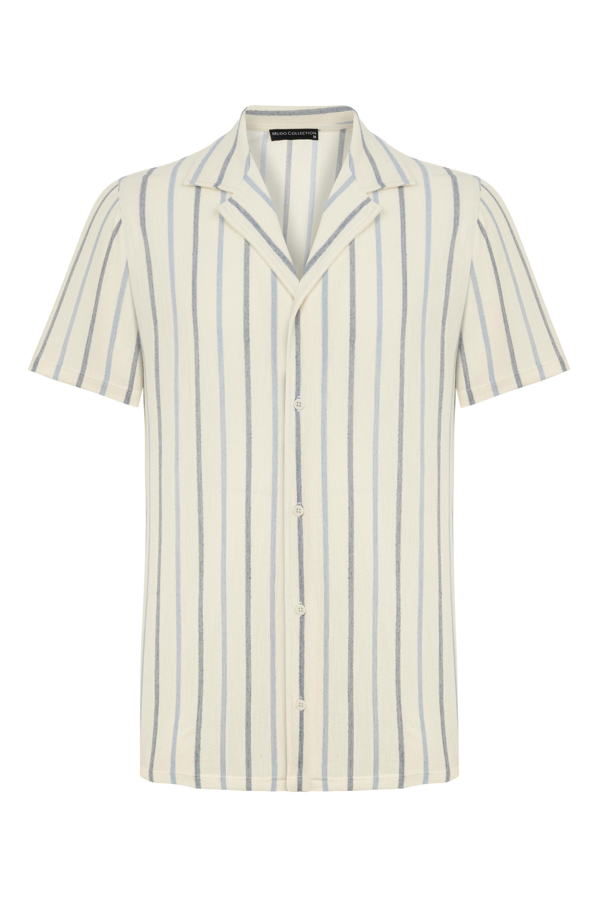 ÇİZGİLİ KISA KOLLU REGULAR FIT GÖMLEK