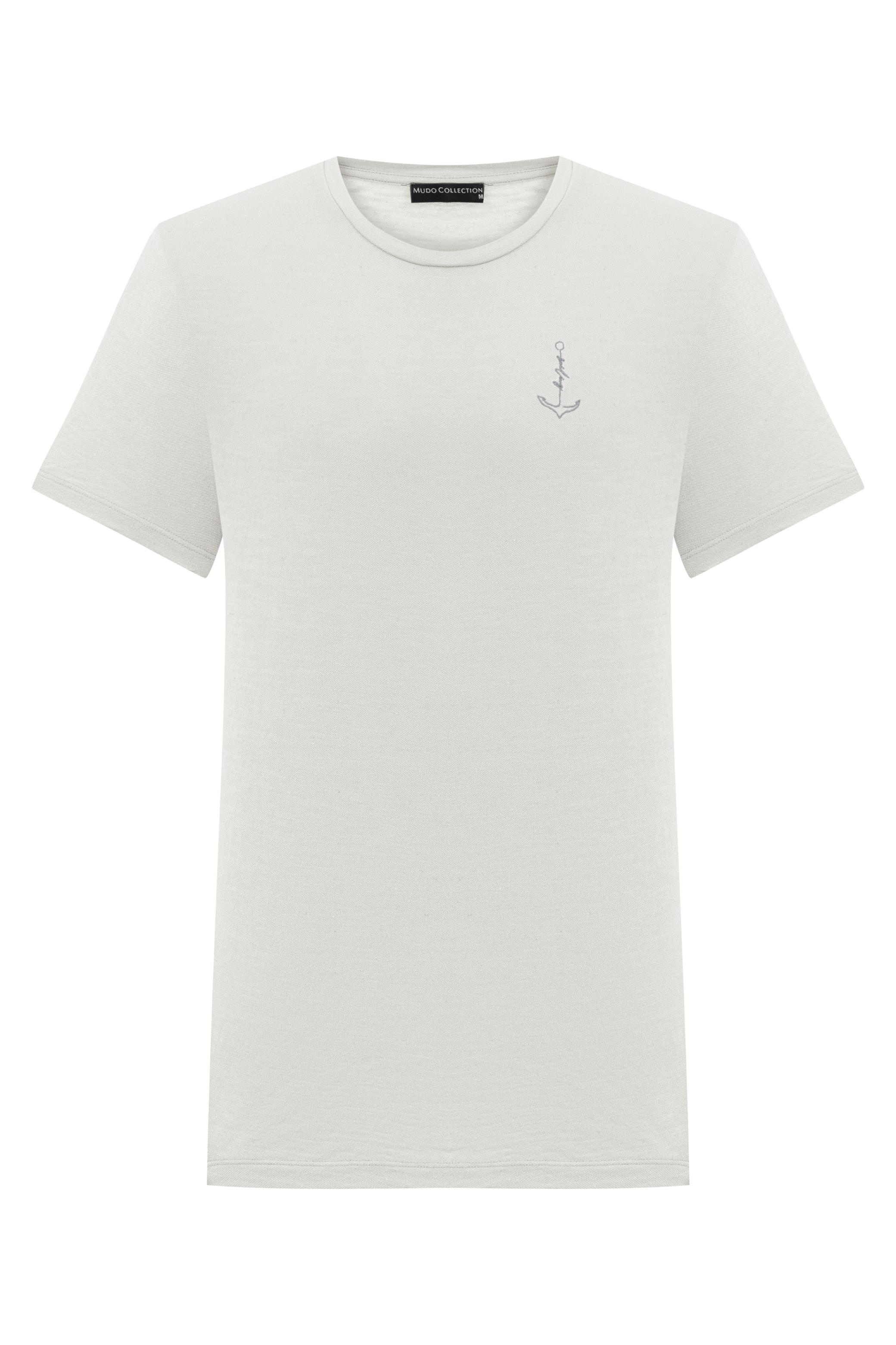 ÇAPA DETAYLI KISA KOLLU T-SHIRT