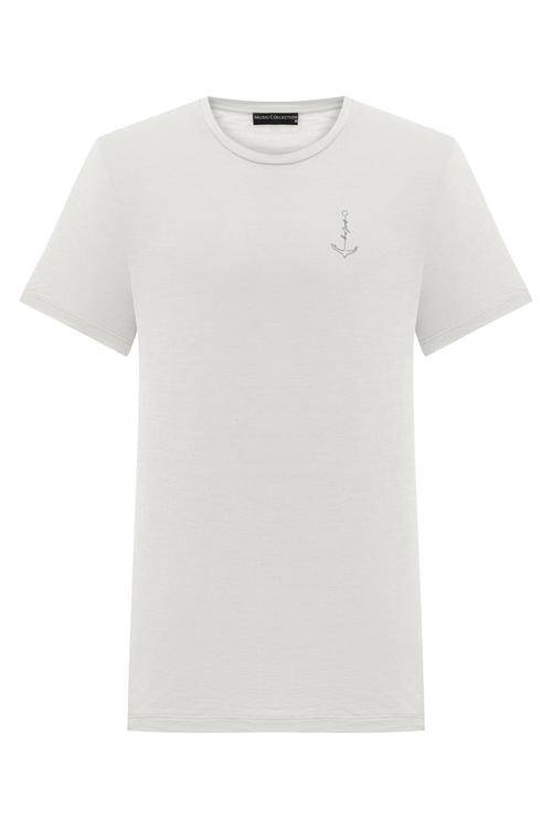  ÇAPA DETAYLI KISA KOLLU T-SHIRT