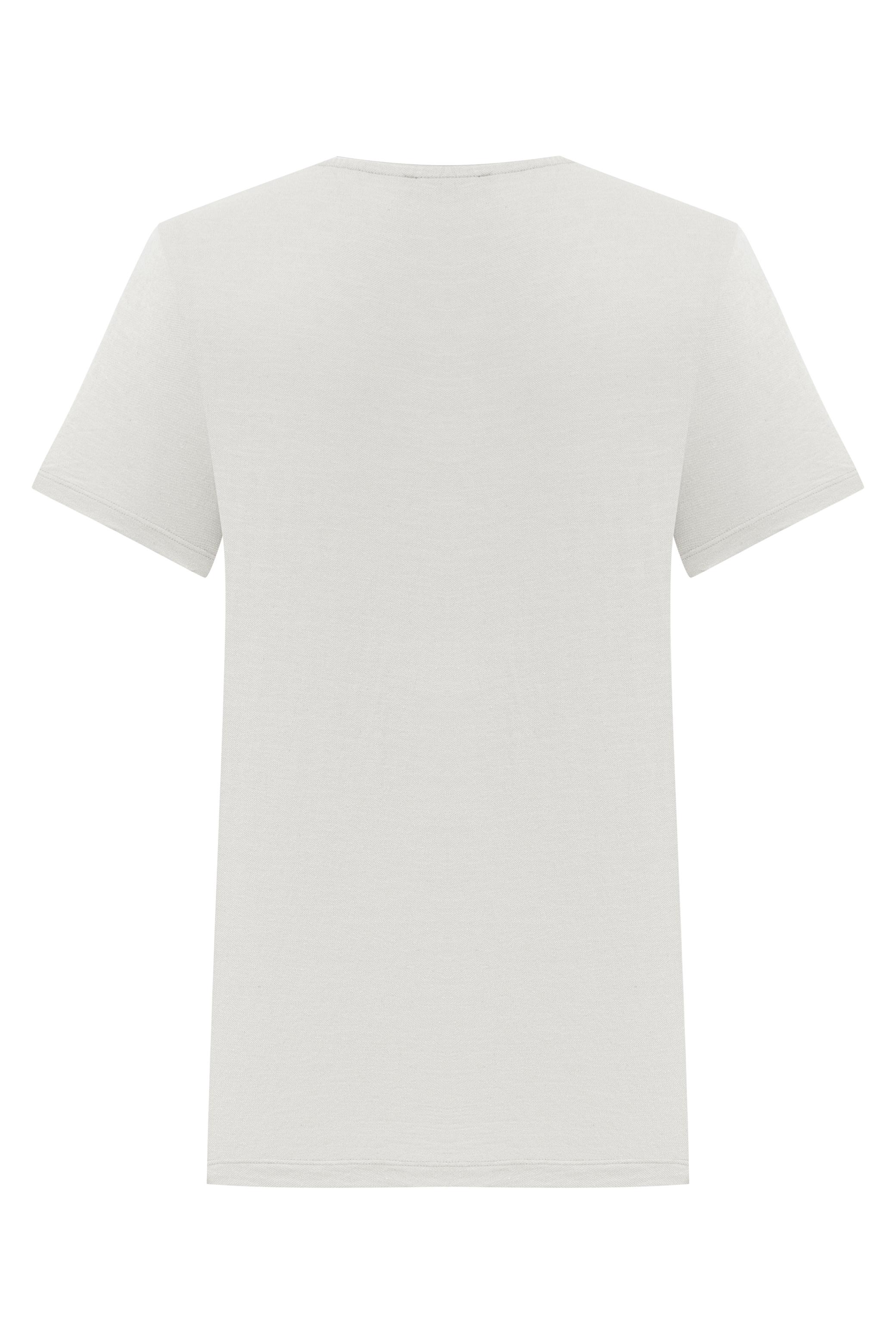 ÇAPA DETAYLI KISA KOLLU T-SHIRT