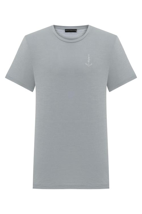  ÇAPA DETAYLI KISA KOLLU T-SHIRT