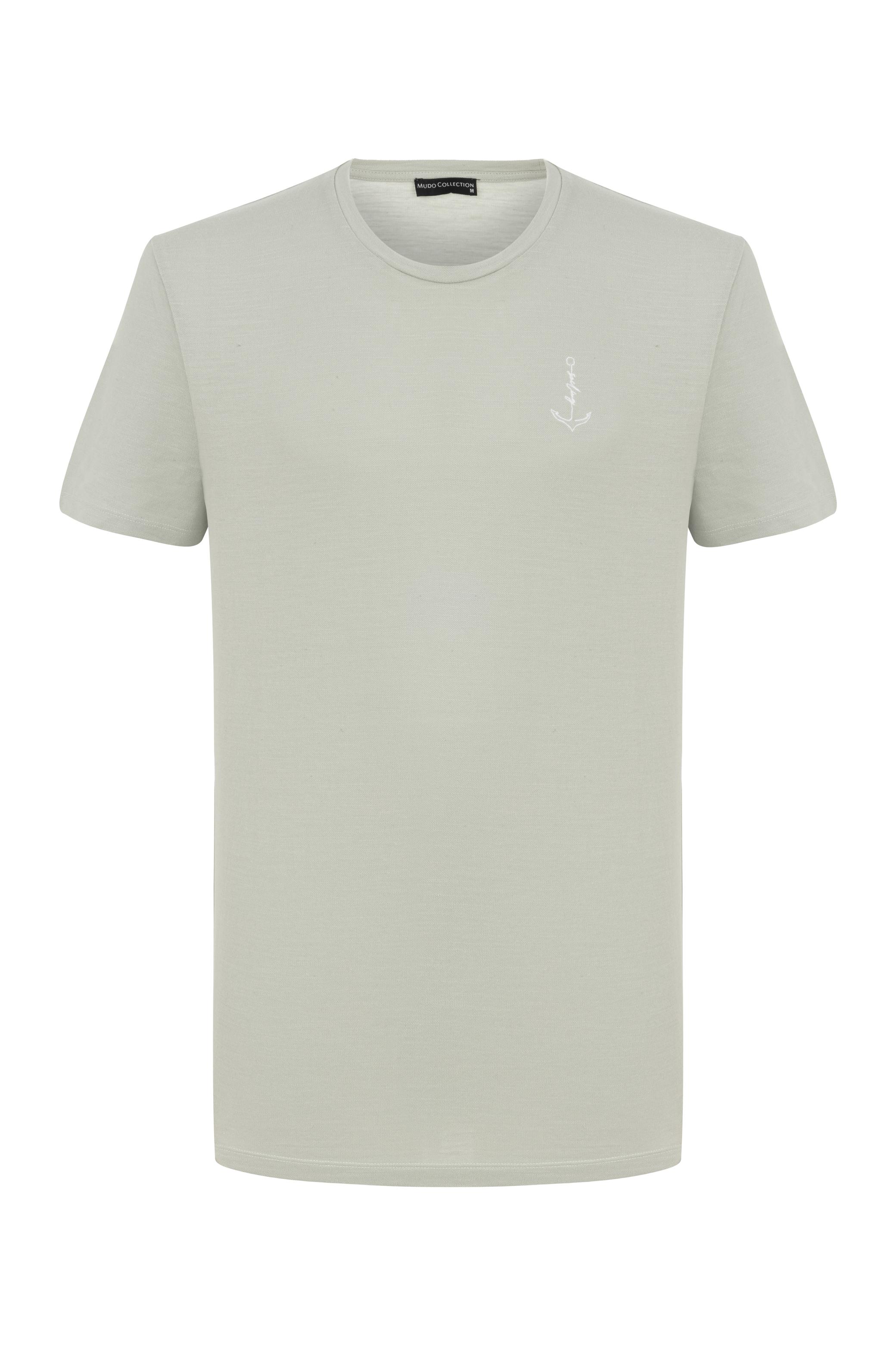 ÇAPA DETAYLI KISA KOLLU T-SHIRT