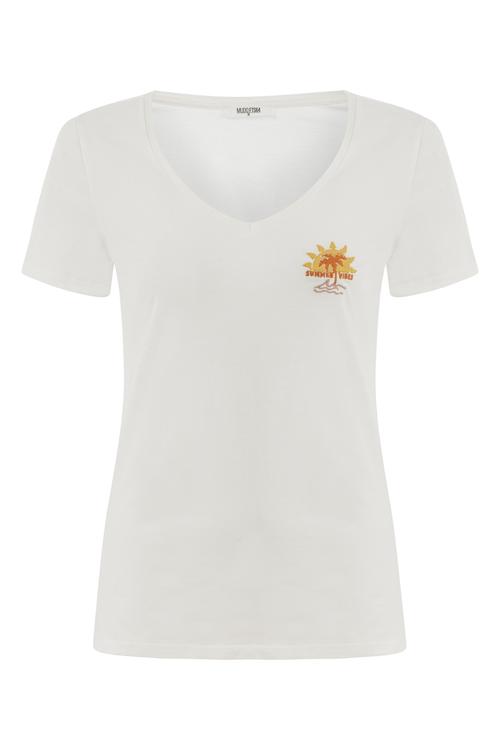  NAKIŞLI V YAKA KISA KOLLU T-SHIRT