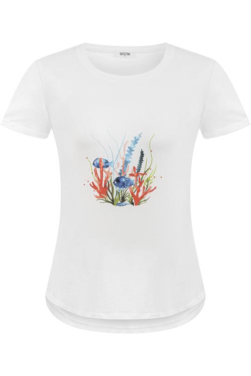  BASKILI BİSİKLET YAKA KISA KOLLU T-SHIRT