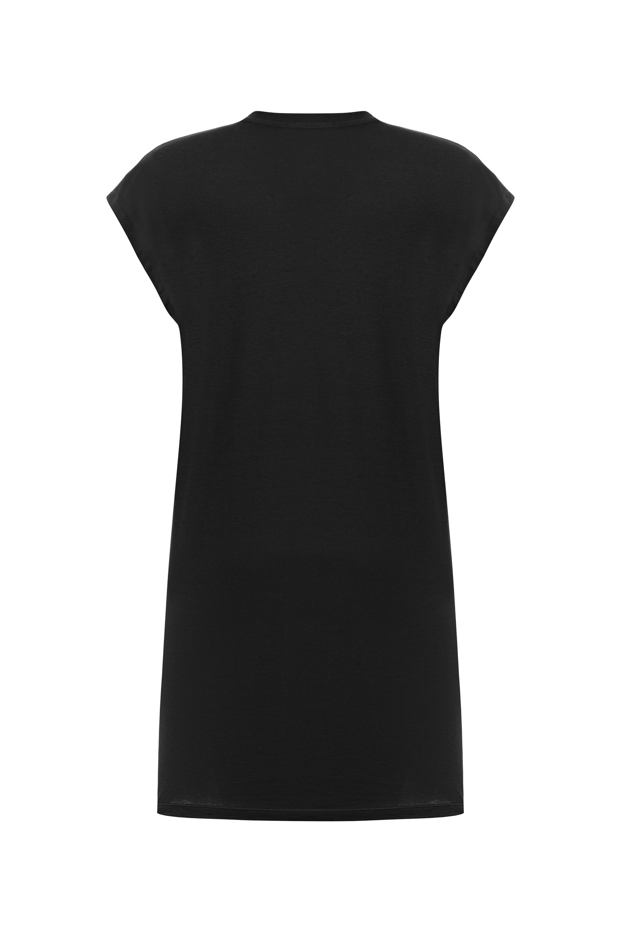 KISA KOLLU DÜZ KESİM MİNİ ELBİSE