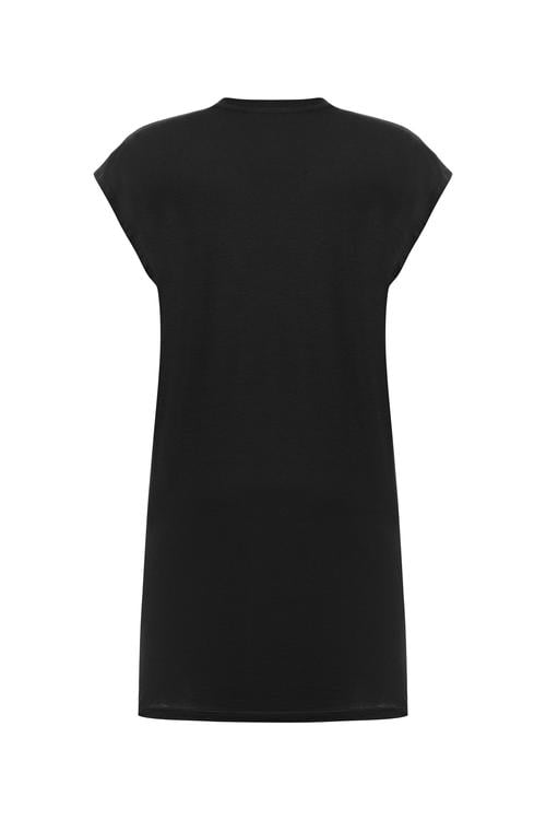  KISA KOLLU DÜZ KESİM MİNİ ELBİSE