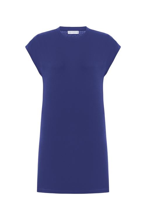  KISA KOLLU DÜZ KESİM MİNİ ELBİSE