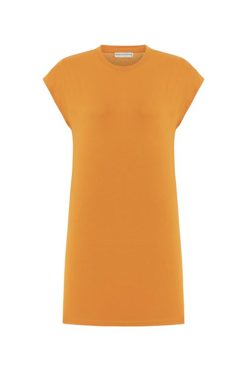  KISA KOLLU DÜZ KESİM MİNİ ELBİSE