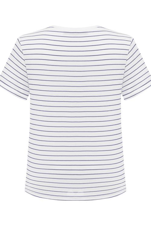  ÇİZGİLİ YENGEÇ DETAYLI KISA KOLLU T-SHIRT