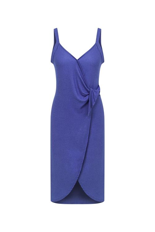  DOKULU KRUVAZE KESİM MİDİ ELBİSE