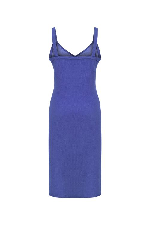  DOKULU KRUVAZE KESİM MİDİ ELBİSE