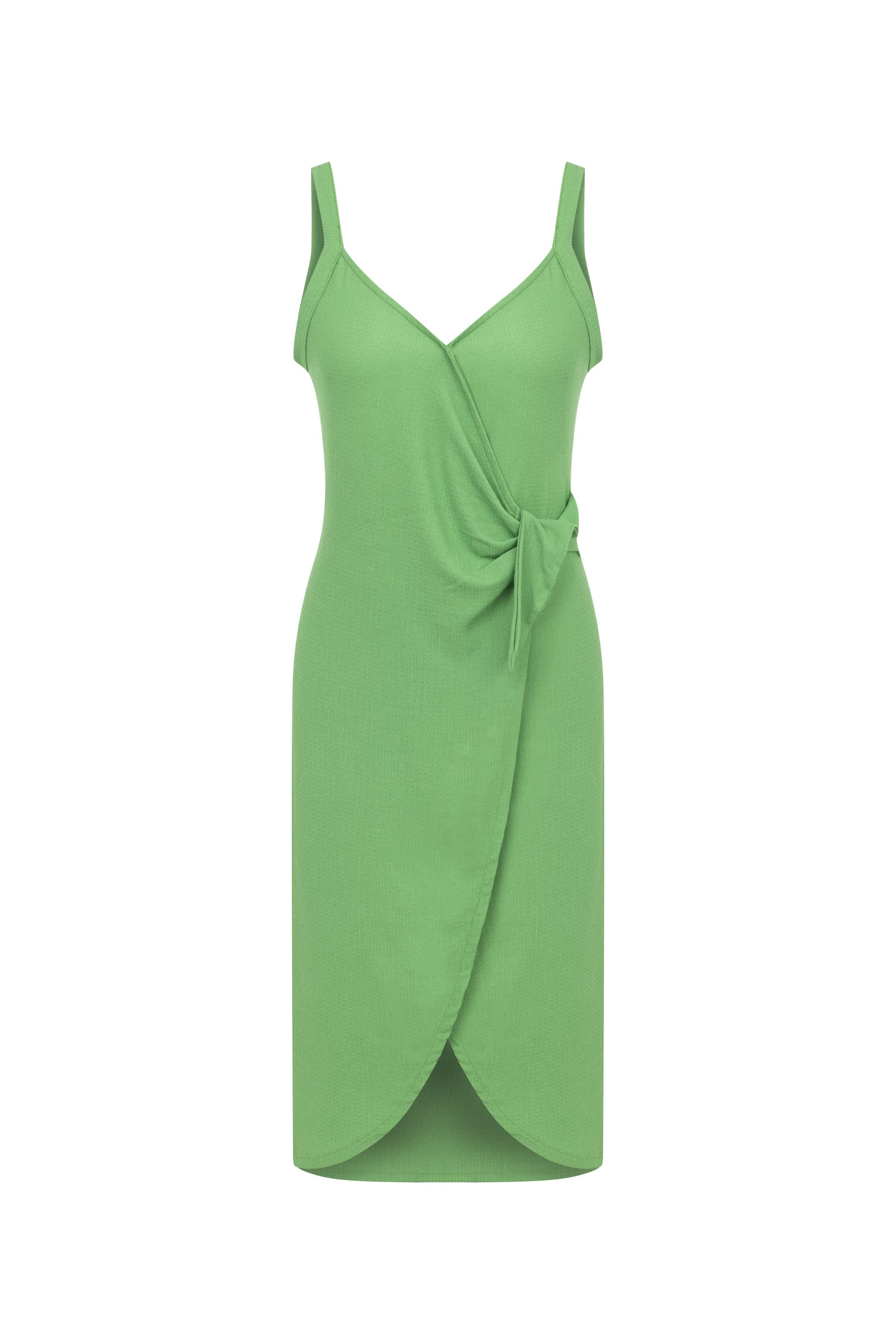 DOKULU KRUVAZE KESİM MİDİ ELBİSE